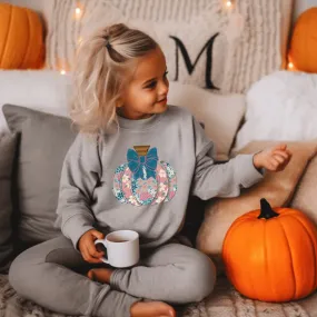 Floral Fall Pumpkin Crewneck for Girls